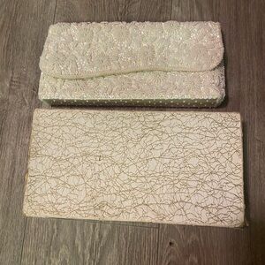 Vintage Elegant Cream Beaded Clutch with Sequin Accents